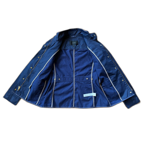 J. CREW Blue Military Utility Cargo Zip Up Shirt Field Jacket Women's Size Small - Picture 3 of 10